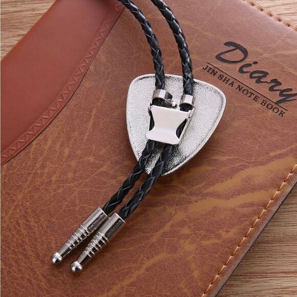 Triangle Black Agate Stone Bolo Tie Mens Casual Western Cowboy Accessory - Picture 4 of 6